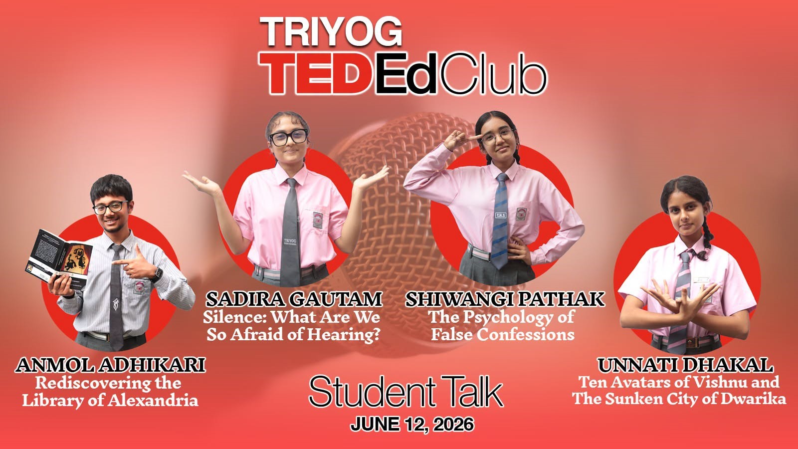 Announcement of student speakers, group one