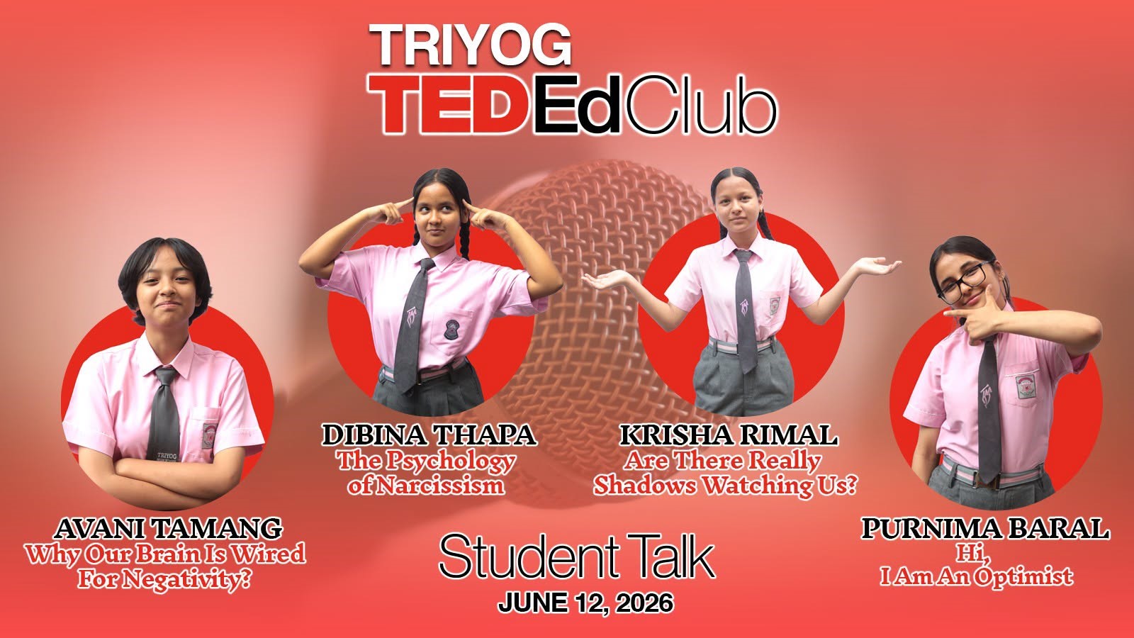 Announcement of student speakers, group three