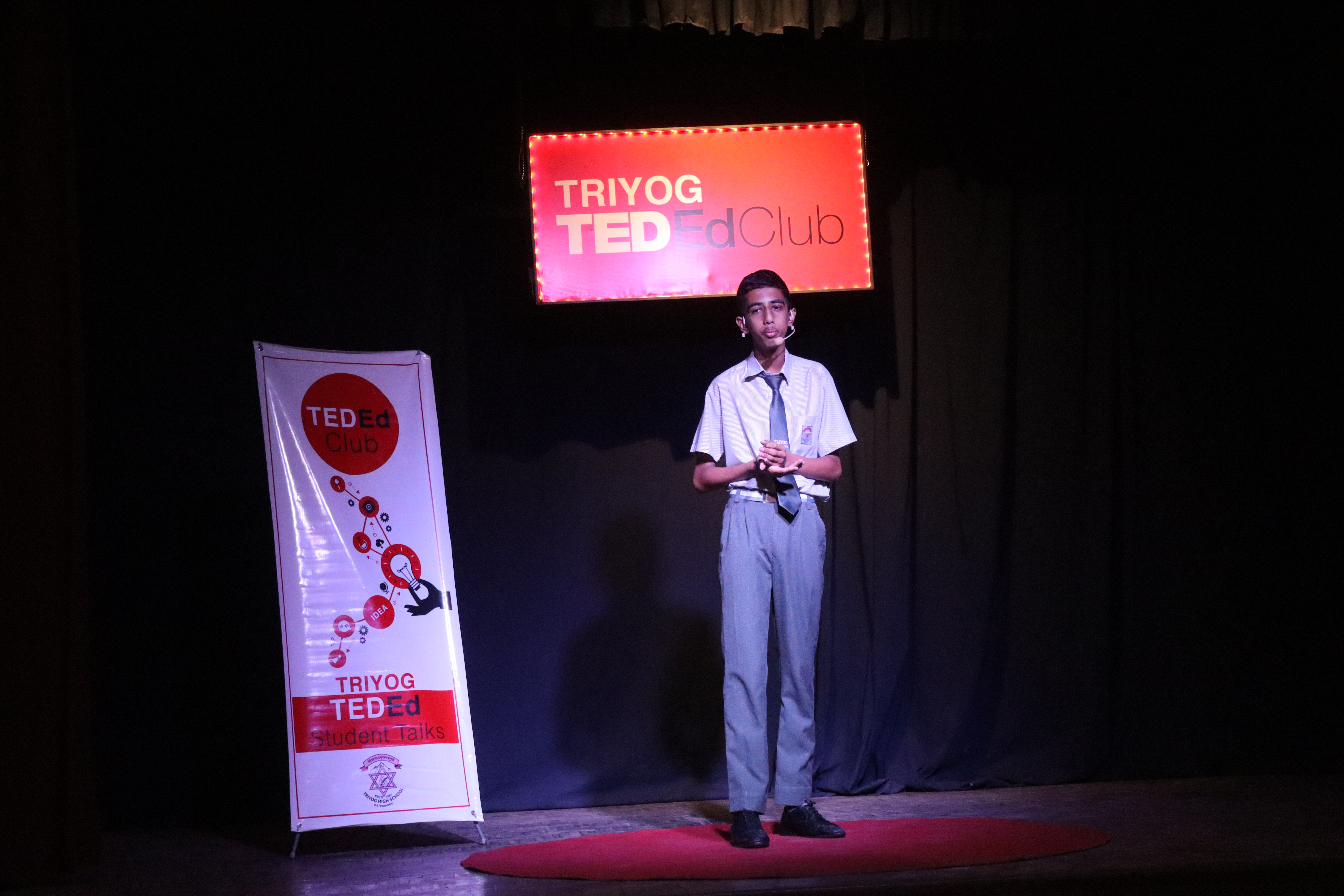 Student performing on stage